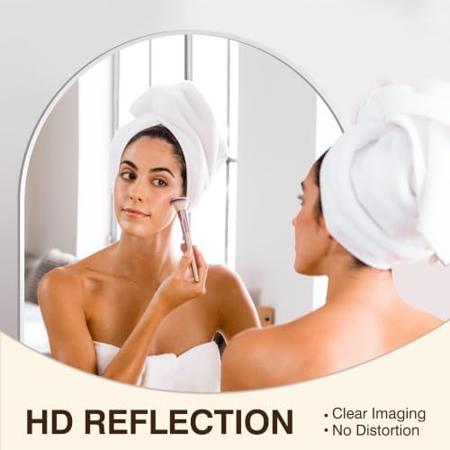FICTOR 30" x 32" Arched Bathroom Vanity Mirror for Over Sink, Silver
