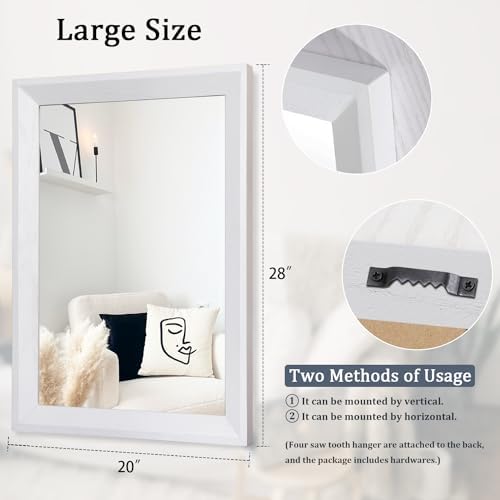 AAZZKANG Rectangular Wall Mirror Decorative Wood Framed Mirrors Large 28"x20" for Farmhouse Bedroom Bathroom Living Room Entryway Hanging Home Decor