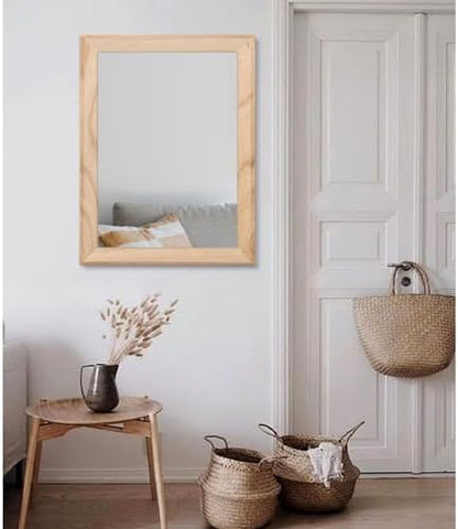 AAZZKANG Rustic Mirrors for Wall Rectangle Wood Frame Mirror Large 26"x18" Decorative for Farmhouse Bedroom Bathroom Living Room Large