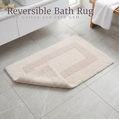 Lavish Home Bathroom Rugs Set, Ivory, Set of 2, 35”/25”