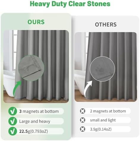 eachope Long Waterproof Fabric Shower Curtain Liner,72x78 Inch Grey