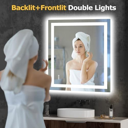 Hivone 36"X32" LED Bathroom Mirror with Lights, UL Listed