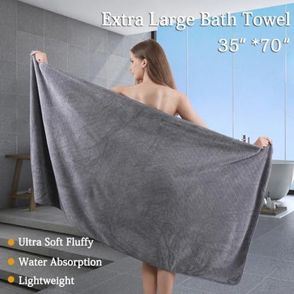 Ycosy Gray Bath Towels Set 35x70 Inches - Luxury 600 GSM Oversized Bath Sheet Towel,Extra Large Microfiber - Quick Dry,Highly Absorbent,Super Soft Shower Towels Spa Hotel Bathroom Towel Set (4-Pack)
