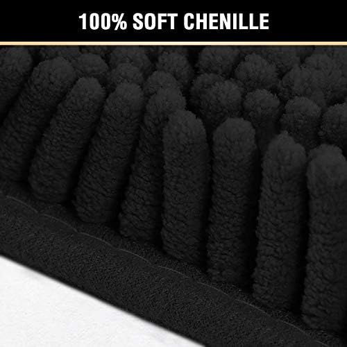 H.VERSAILTEX Bath Mat Bathroom Rug Bath Rugs for Bathroom Non Slip Bath Mats Extra Thick Chenille Rug 17" x 24" Absorbent Soft Shaggy Washable Dry Fast Plush Rugs for Bathtubs - Black