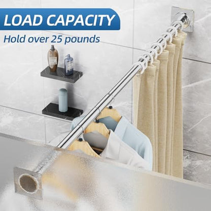 CorkLatta Chrome Adjustable Shower Curtain Rod 32 to 68 inch with 2 Holders