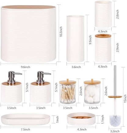 10 PCS White Bathroom Accessories Set with Trash Can Bathroom Accessory