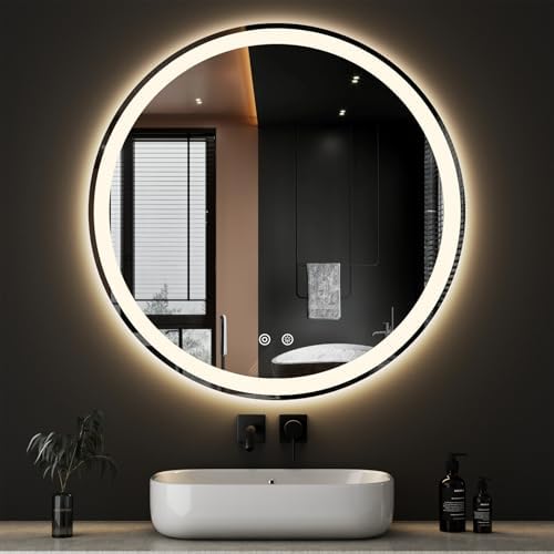 DUMOS 36 Inch Round LED Bathroom Mirror with Lights, Circle Vanity Mirror