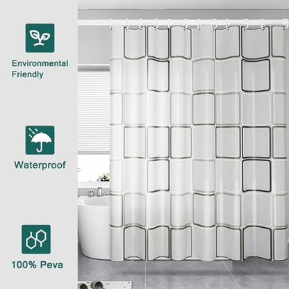 Shower Curtain Liner, Big Square Waterproof PEVA Shower Curtains with 3 Duty Heavy Bottom Magnets and 12 Rust Proof Grommets, 72x72 Weighted Shower Liner for Shower Stall, Bathtubs