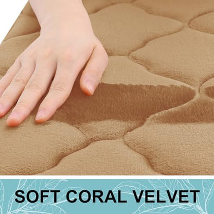 OLANLY Memory Foam Bath Mat Rug 44x24, Ultra Soft Bathroom Rugs, Dark Beige