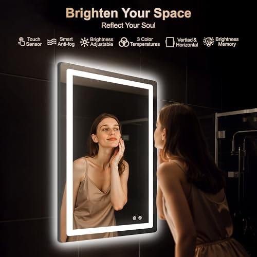Delma 36x24 LED Bathroom Vanity Mirror with Lights, Anti-Fog, Dimmable