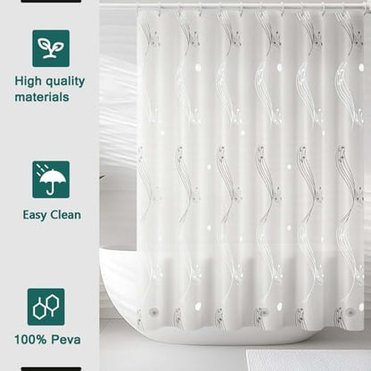 Shower Curtain Liner, 100% Waterproof Peva Shower Curtains with 3 Duty Heavy Bottom Magnets and 12 Rust Proof Grommets, 72x72 Weighted Shower Liner for Shower Stall, Bathtubs