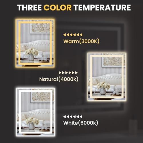 LOAAO 28"X36" LED Bathroom Mirror with Lights, UL Listed