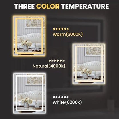 LOAAO 28"X36" LED Bathroom Mirror with Lights, UL Listed