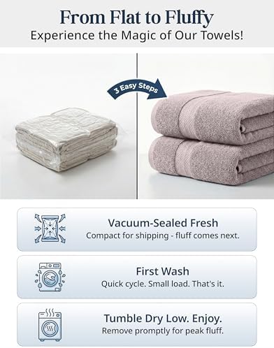 LANE LINEN Towel Set Quick Dry 100% Cotton 6 Piece Soft - Platinum