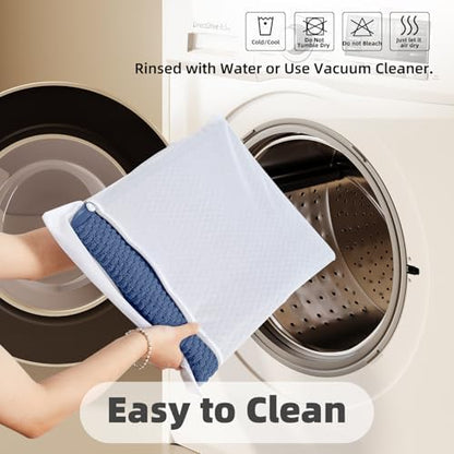 TYUU Bathroom Rugs Non Slip Washable, Super Absorbent Thin Bath Mat Small Quick Dry Low Pile Bathroom Rug, Navy Blue 20"x30"