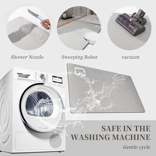 RUERYA Bathroom Rugs and Mats Set 2 Piece Diatomaceous Earth Bath Mat,Gery
