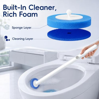Toilet Bowl Cleaning Wand, Disposable Toilet Brush Kit with Replacement Heads and Press Button Handle (42 Refills)