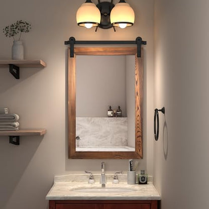COGOOD Farmhouse Bathroom Mirrors for Over Sink - 30 x 22 Brown
