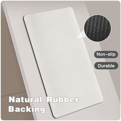 TYUU Thin Bath Mat, Bathroom Rugs Non Slip Washable, 20x48 White