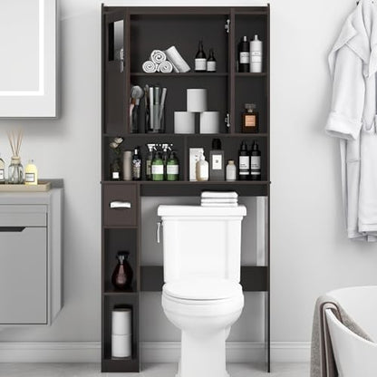 Vabches Over The Toilet Storage Cabinet with Doors and Shelves, Espresso