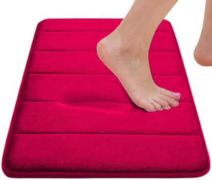 Christmas Bathroom Rugs Red Bath Mats for Bathroom Comfort Memory Foam Bath Rug Set 3 Piece Non-Slip Bath Mat Set,Absorbent Shaggy Toilet Rugs Perfect Plush Rug,Bathrom Carpets for,Tub,Shower