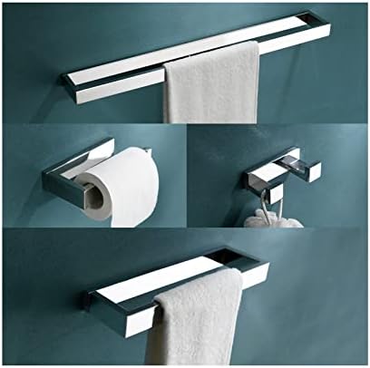 4-Pieces Bathroom Hardware Set, Polished Chrome Towel Bar Set, Wall Mounted Stainless Steel Bathroom Hardware Accessories Set, 23.6 inch