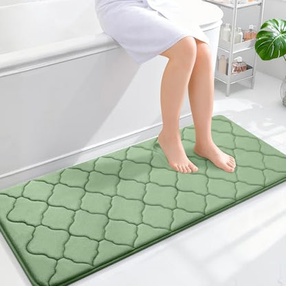 OLANLY Memory Foam Bath Mat Rug 47x20, Ultra Soft Bathroom Rugs, Sage Green