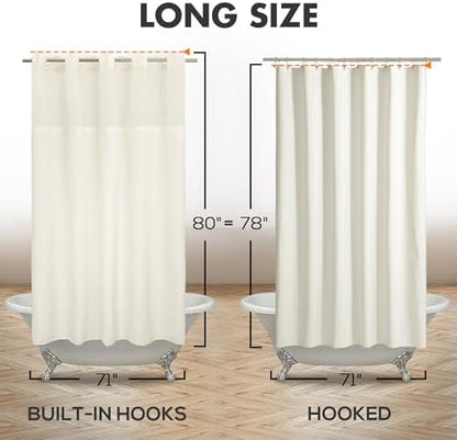 River Dream No Hook Long Shower Curtain with Snap-in Liner 71x80, Sand