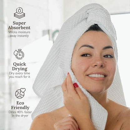 GILDEN TREE Waffle Hand Towels for Bathroom Quick Dry Towel Super Absorbent Thin 100% Cotton Lint Free, Hand Towels for Bathroom Set of 2, Classic Style (Pewter)
