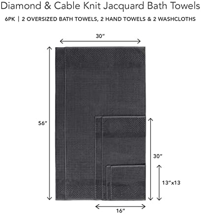 Texere 100% Organic Cotton 700 GSM Luxury Bath Towel Sets - Ultra Soft Hotel and Spa Quality, 2 Large Bath Towels, 2 Hand Towels, 2 Washcloths (Diamond, Merlot, 6 Piece)