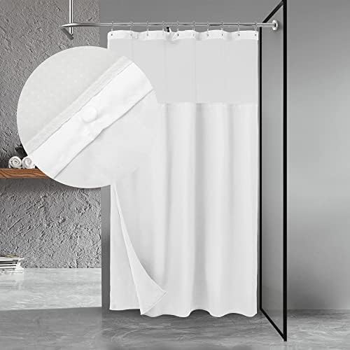 N&Y HOME 54 x 72 Waffle Weave Shower Curtain with Snap-in Liner Set White
