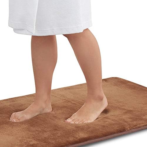 Memory Foam Bath Mat Non Slip Absorbent Super Cozy Velvet Bathroom Rug Carpet (60 inches X 24 inches, Brown)
