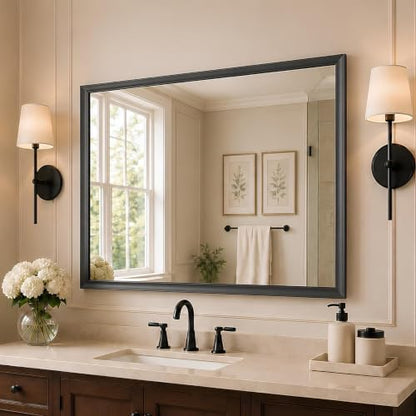 30x40 Inch Matte Black Bathroom Mirrors for Over Sink
