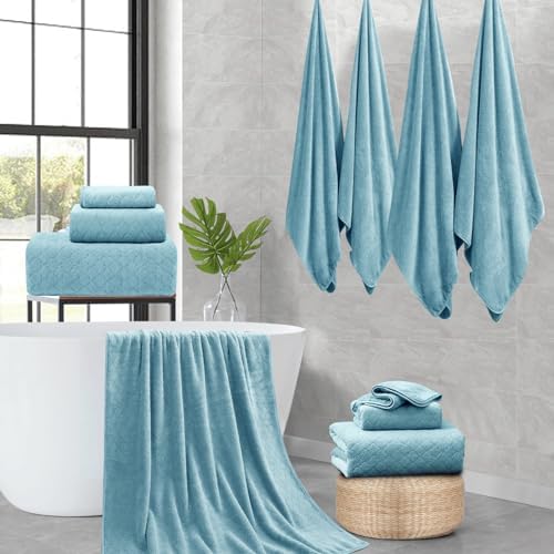 Extra Large Bath Towels Set 35x70 Inches - Luxury 600 GSM Oversized Bath Sheet Towel,Ultra Soft Microfiber - Quick Dry,Highly Absorbent Shower Towels Spa Hotel Bathroom Towel Set (4-Pack,Turquoise)