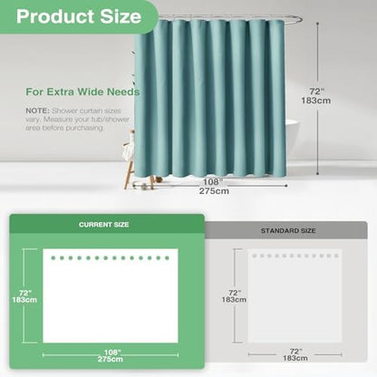 Dynamene Extra Wide Waffle Shower Curtain 256 GSM 108"x72" Teal/Turquoise