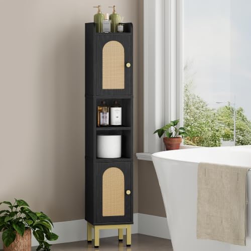 Hzuaneri Slim Bathroom Storage Cabinet, Narrow Bathroom Organizers,2 Doors