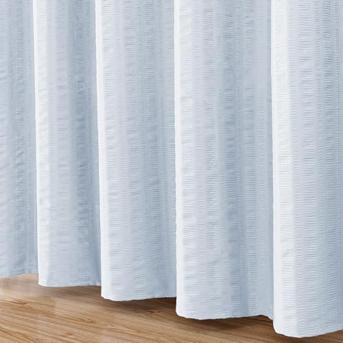 Aiyufeng Light Blue Shower Curtain for Bathroom, Embossed Textured Fabric Shower Curtain for Bathroom - Soft Cloth & Hotel Spa, Machine Washable, 72X72, Glacier Blue