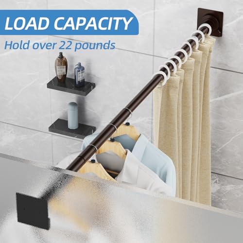 CorkLatta Matte Bronze Shower Curtain Rod,1 Inch Diameter Stainless Steel Adjustable Spring Tension Rods 32 to 80",with Holders,Anti-Slip,Curtain Rods No Drilling(1 Pack)