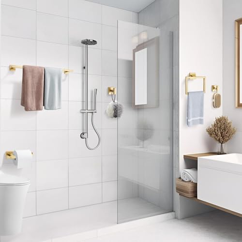 TQKAG 5 Piece Brushed Gold Bathroom Accessories 23.6" Bathroom Hardware Set