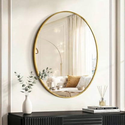 Oval Bathroom Mirror for Wall, 22"x28" Gold Bathroom Vanity Mirror