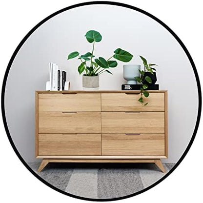 Oruii Round Mirror, 22 inch Black Circle Mirror, Matte Black Metal Frame