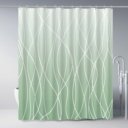 Striped Shower Curtain for Bathroom, Ombre Green, 72" W x 72" L
