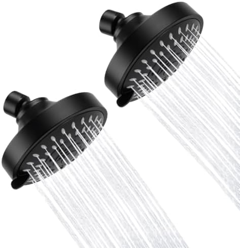 AISOSO High Pressure Rain Shower Head 2PCS 5 Modes 4.1 Inch Matte Black