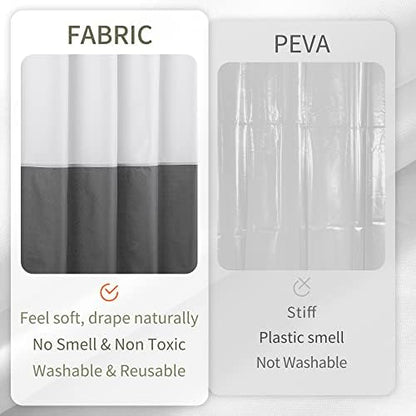 ALYVIA SPRING Waterproof Fabric Shower Curtain Liner White/Dark Gray, 72x72