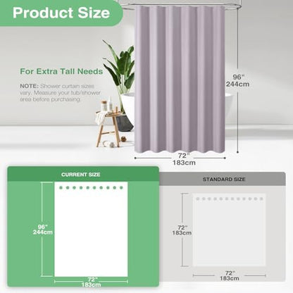 Dynamene Extra Long Waffle Shower Curtain 256 GSM Fabric 72x96 Lavender