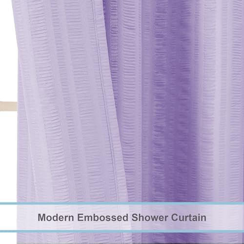 Aiyufeng Light Purple Shower Curtain for Bathroom, Embossed Textured Fabric Shower Curtain for Bathroom - Soft Cloth & Hotel Spa, Machine Washable, 72X72, Light Purple