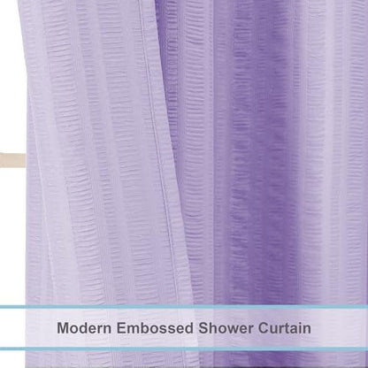 Aiyufeng Light Purple Shower Curtain for Bathroom, Embossed Textured Fabric Shower Curtain for Bathroom - Soft Cloth & Hotel Spa, Machine Washable, 72X72, Light Purple