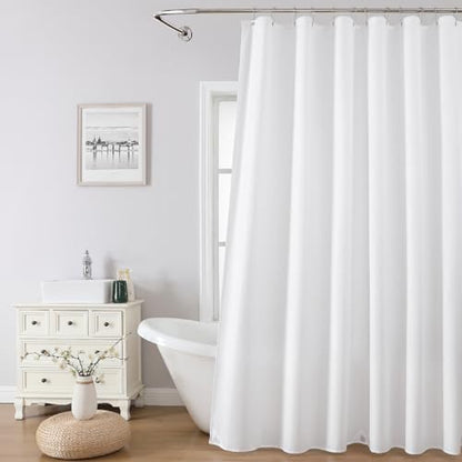 1 Pack Water-Repellent Fabric Shower Curtain Liner, 72x76 White