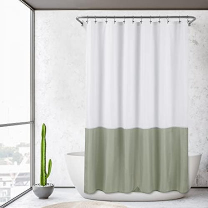 ALYVIA SPRING Waterproof Fabric Shower Curtain or Liner White/Sage, 72x72