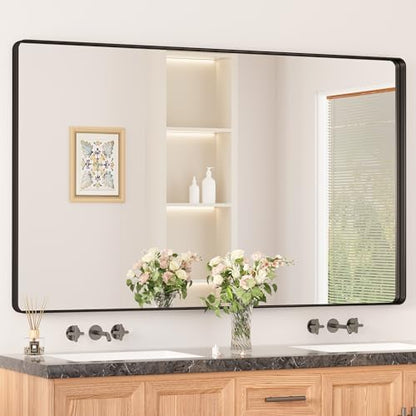 Keonjinn 60 x 36 Inch Black Bathroom Mirrors for Over Sink, Tempered Glass